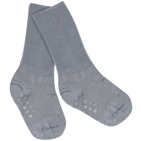 Gobabygo Stone Blue Non-Slip Strømper I Merino Uld