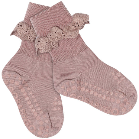 Gobabygo Rose Blush Non-Slip Strømper I Merino Uld Lace