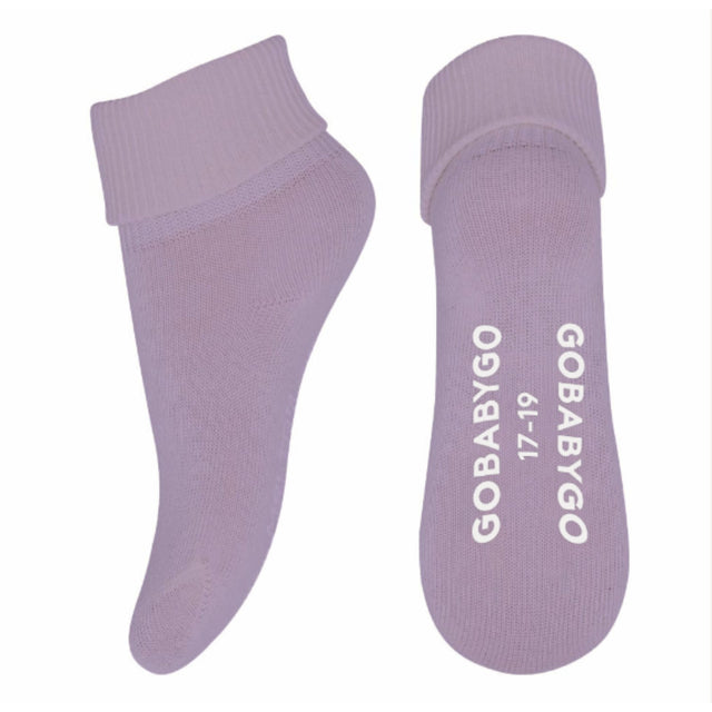 Gobabygo Cloud Lilac Non Slip Strømper Organic Bomuld