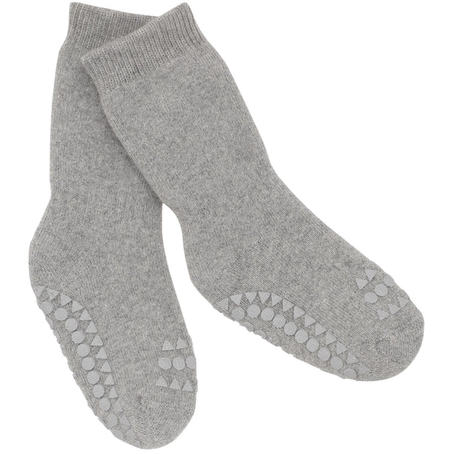 Gobabygo Grey Melange Non-Slip Strømper Organic Terry Bomuld