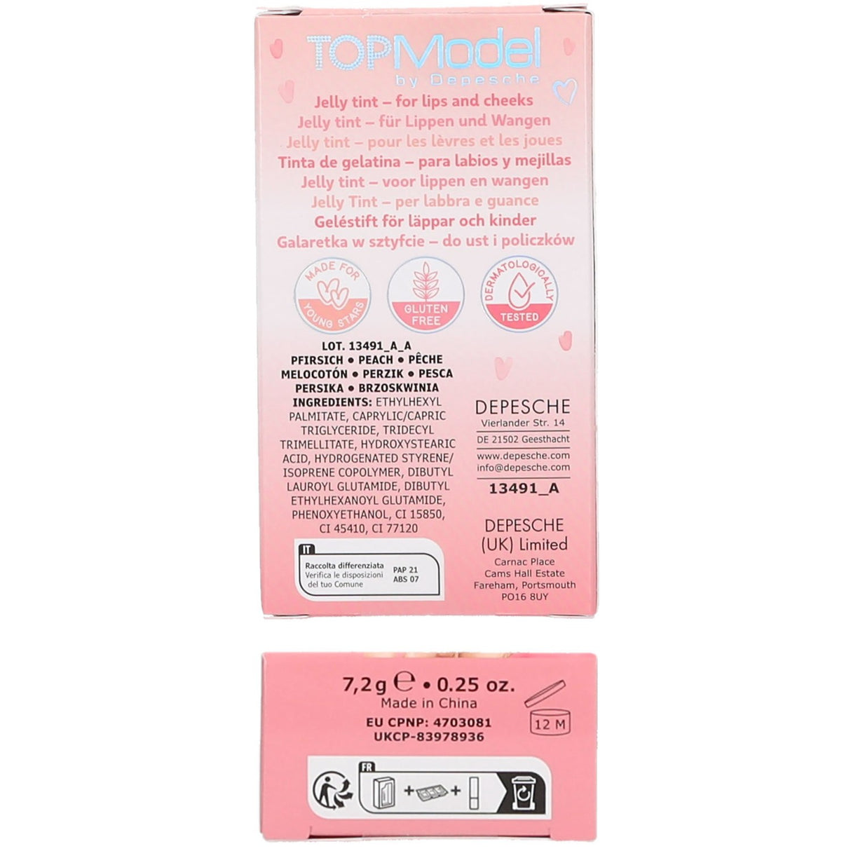 TOPModel Beauty And Me Jelly Stick Cheeks & Lips Peach