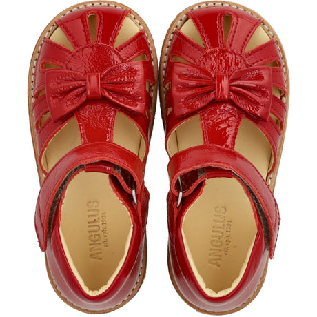 Angulus Dark Red Begynder Sandal Med Sløjfe Og Velcro Lukning