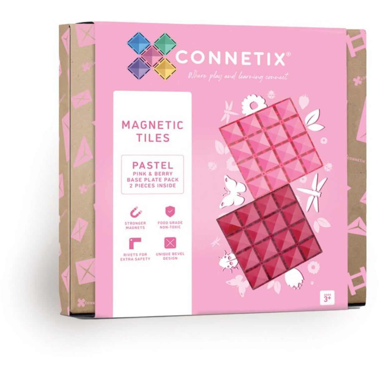 Connetix Pastel Pink & Berry Base Plate 2 Styks