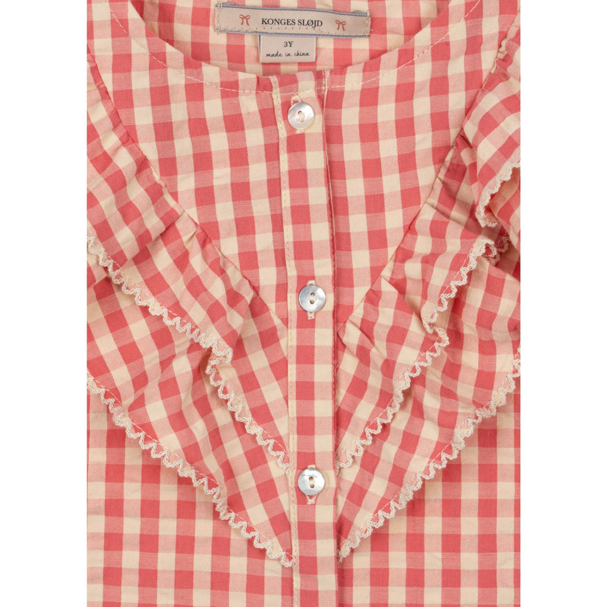Konges Sløjd Flamingo Plume Check Kim Flæse Ss Skjorte GOTS