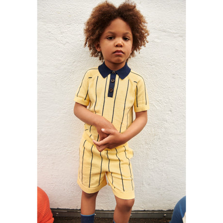 FUB vanilla/dark navy Striped Polo