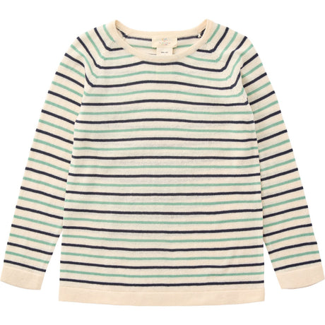 Copenhagen Colors Cream/Navy/Sky Blue Comb. Strik Bluse