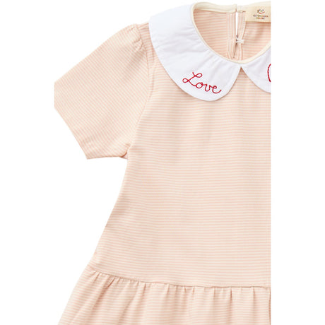 COPENHAGEN COLORS Dusty Rose/Cream Stripe Striped Kjole m. Poplin Krave