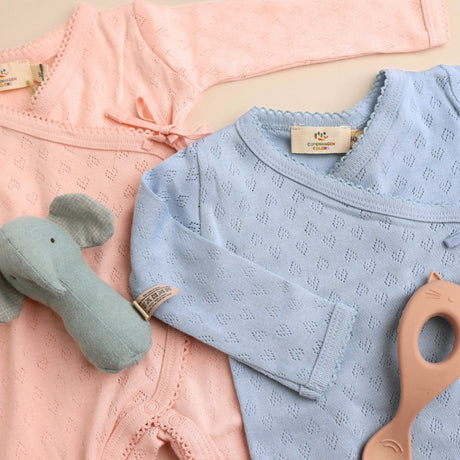 COPENHAGEN COLORS Dusty Blue Pointelle Cross-Over Heldragt