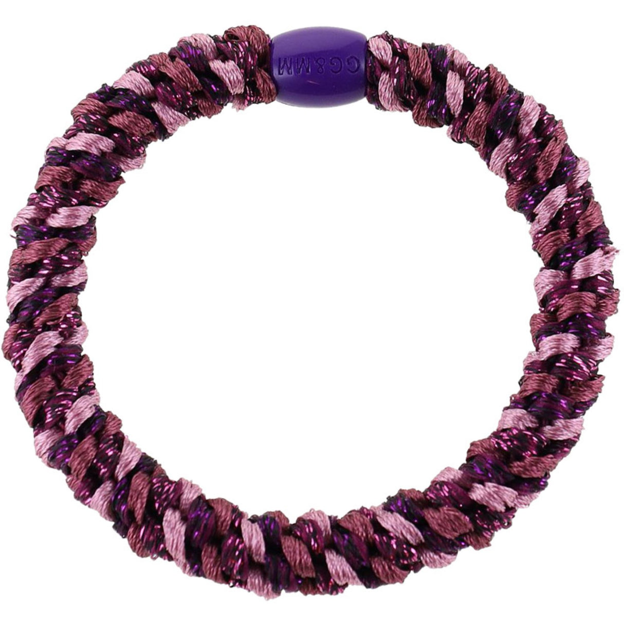 Bow's by Stær Flettet Hårelastik - Multi Bordeaux/Rosa Glitter 6-Pak