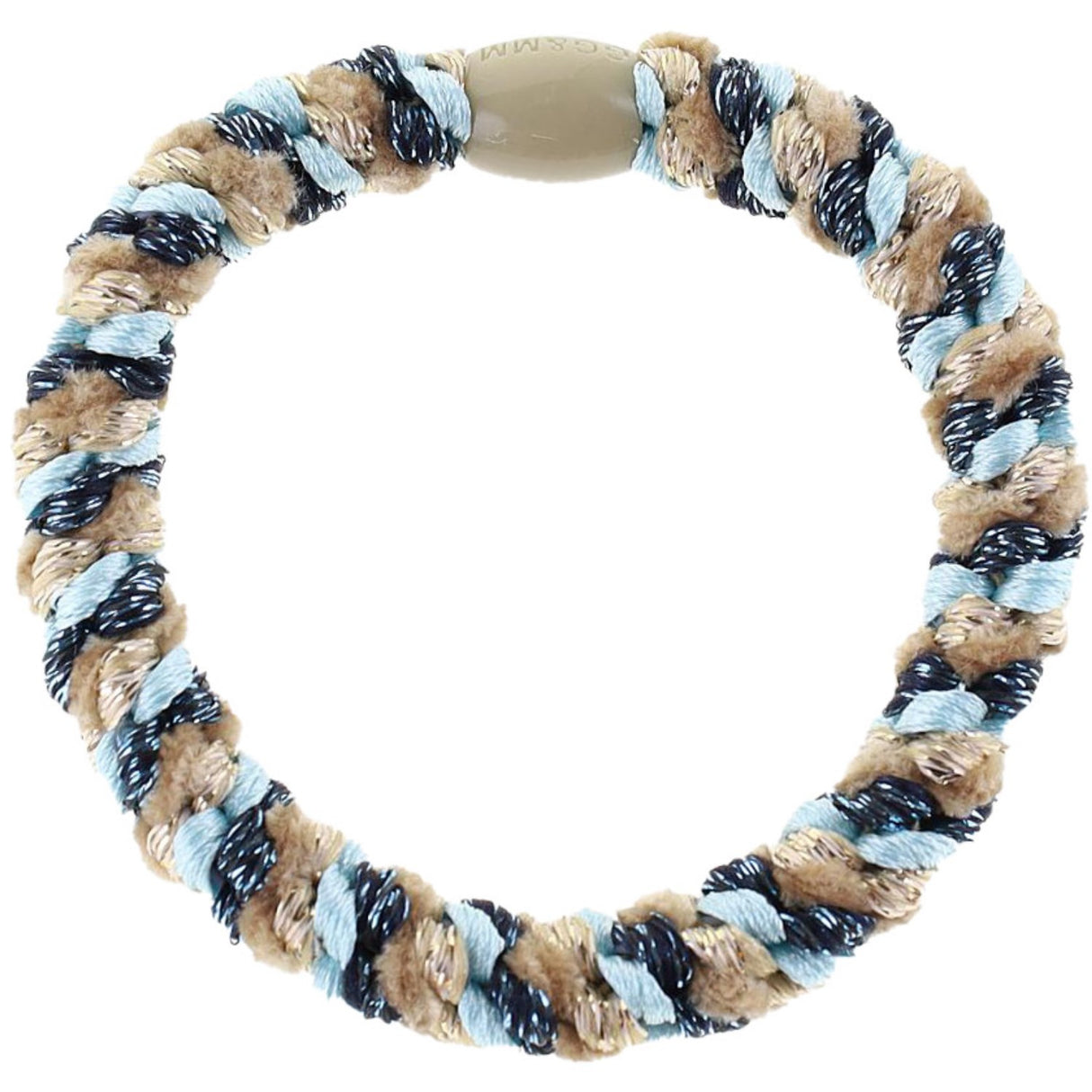 Bow's by Stær Flettet Hårelastik - Multi Navy/Lyseblå/Beige Glitter 6-Pak