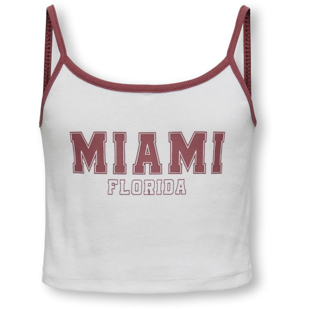 kids ONLY Bright White Ruby Wine Miami Vikka Rib Print Top