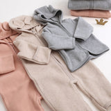 Huttelihut Light Grey Melange Jakke Ears Bomuld Fleece