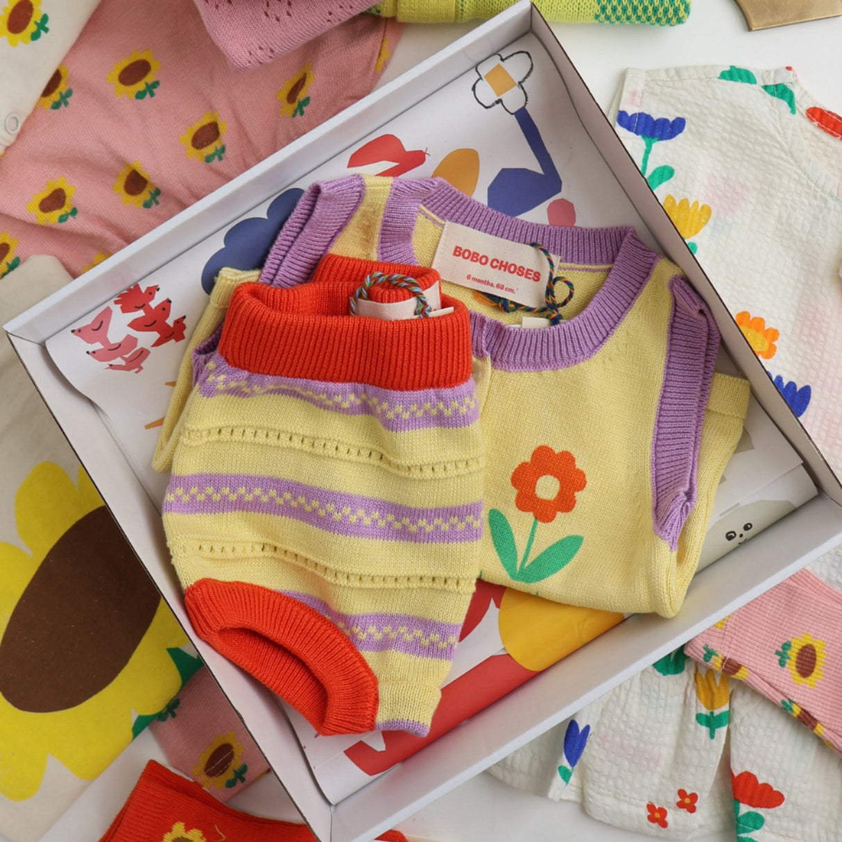 Bobo Choses Beige Flower Strikket Sæt