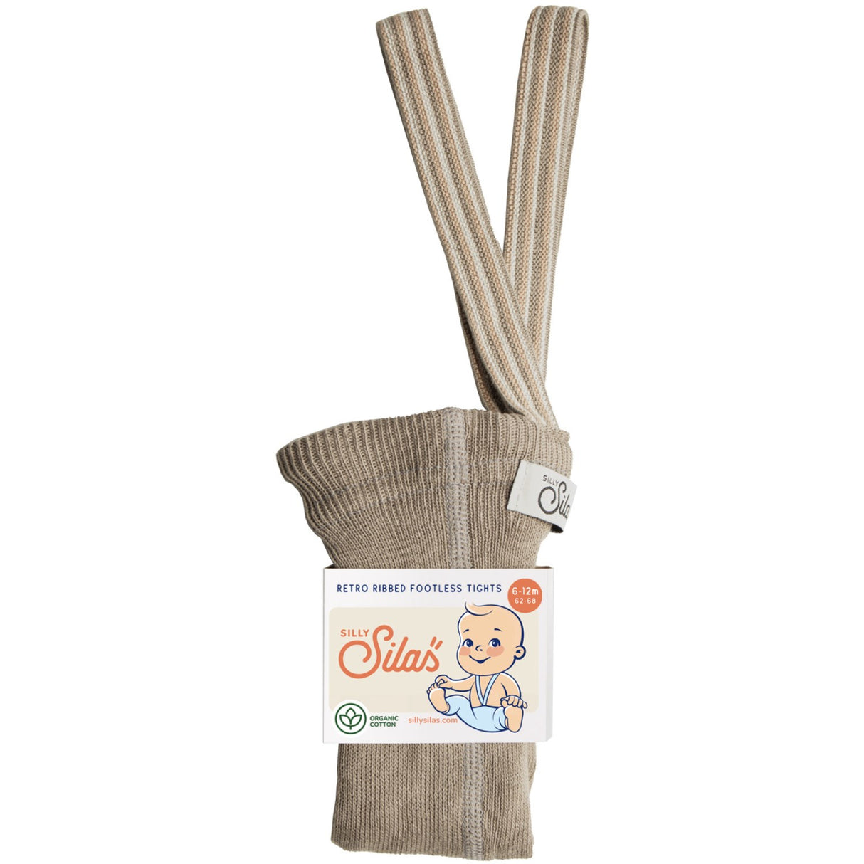 Silly Silas Oyster Grey Striped Footless Tights