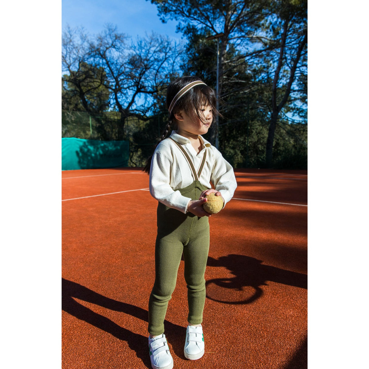 Silly Silas Olive Striped Footless Tights