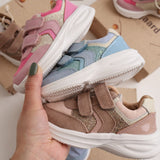 Bisgaard Taupe Glitter Yuki Glitter Velcro Sko