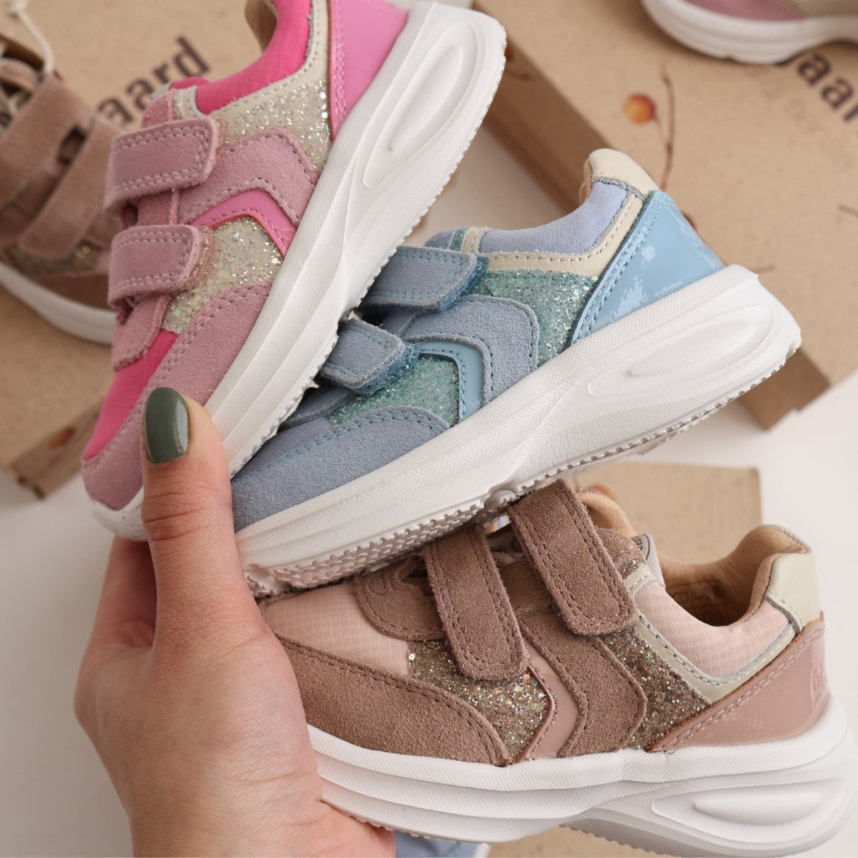 Bisgaard Sky Glitter Yuki Glitter Velcro Sko