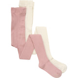 Minymo Ash Rose Strømpebukser Solid Rib 2-Pak