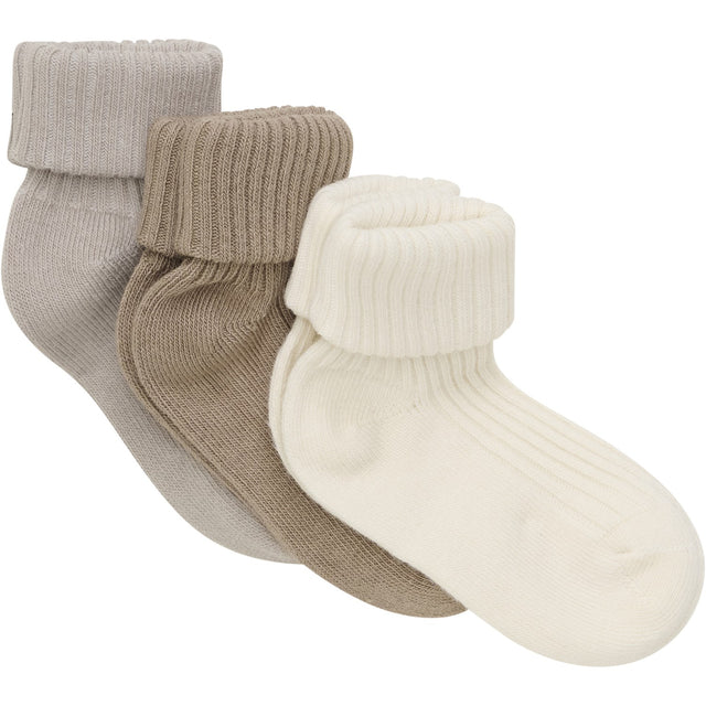 Minymo Light Taupe Baby Strømpe Rib 3-Pak