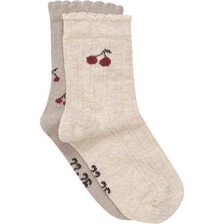 Minymo Light Taupe Strømper Med Lettuce Hem 2-Pak