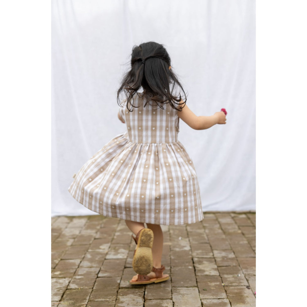 Petit Piao Off White Heart Kjole S/L Woven