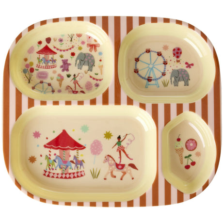 Rice Fun Fair Print Pink Melamine Kids 4-Rum Tallerken