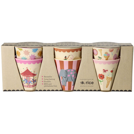 Rice Fun Fair Print Pink Melamine Kopper Small 6 Pak