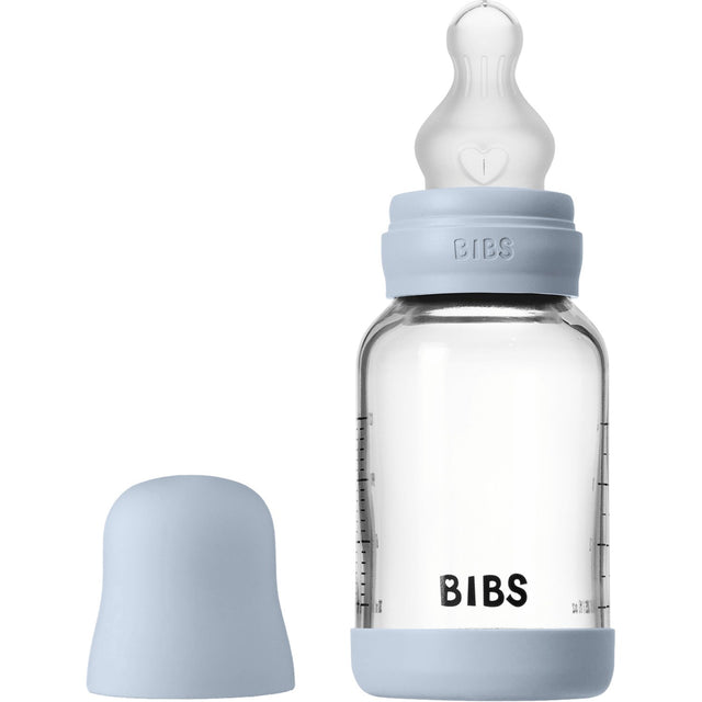 Bibs Baby Blue Glass Baby Flaske Round Silicone Slow Flow