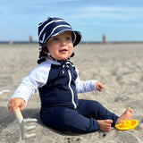 Petit Crabe Blue/White Multi Farve Badeheldragt L/S