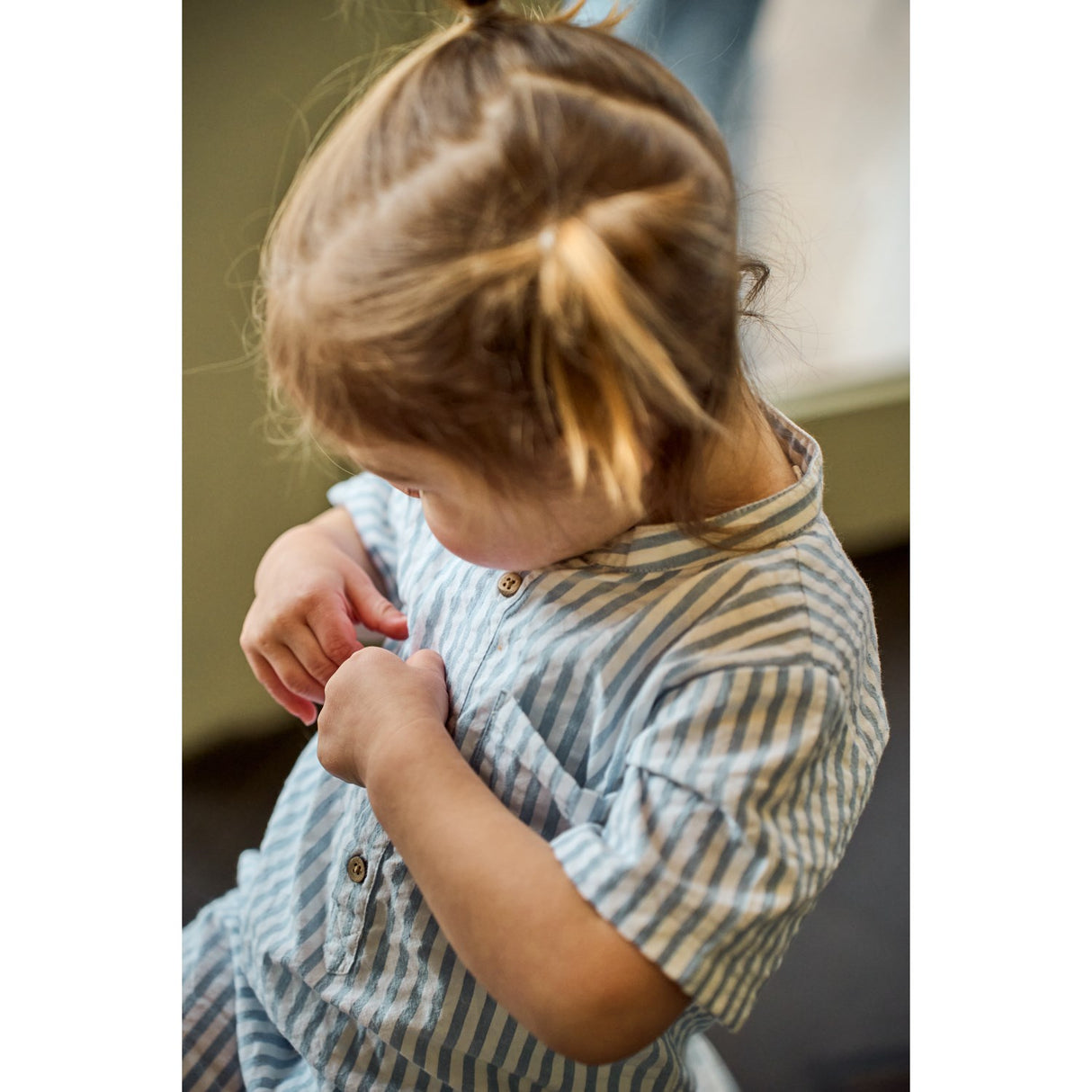 THE NEW Siblings X Luksusbaby Blue Fog Striped Ojo Buksedragt