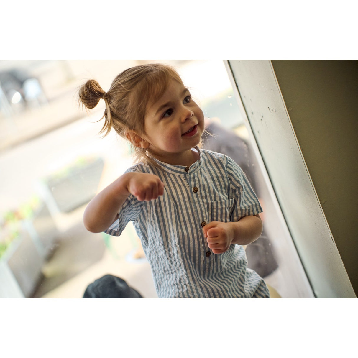 THE NEW Siblings X Luksusbaby Blue Fog Striped Ojo Buksedragt