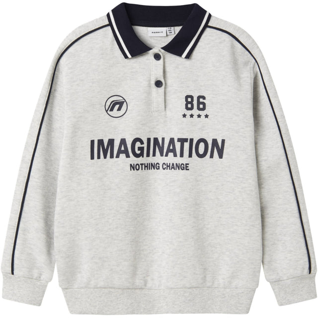 Name It Light Grey Melange Nkmkris Ls Nreg Polo