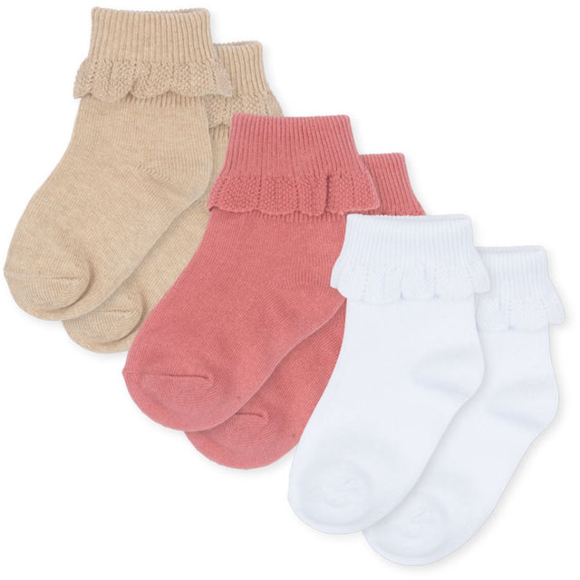 Konges Sløjd Sand/Optic White/Raspberry 3 Pak Flæse Strømper