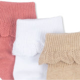 Konges Sløjd Sand/Optic White/Raspberry 3 Pak Flæse Strømper