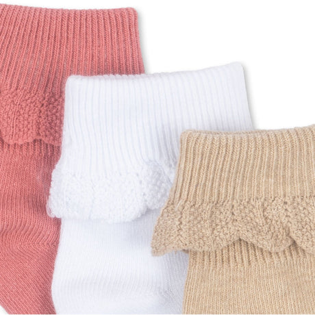 Konges Sløjd Sand/Optic White/Raspberry 3 Pak Flæse Strømper