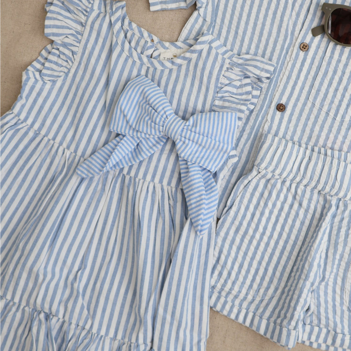 THE NEW Siblings X Luksusbaby Blue Fog Striped Ojo Dress