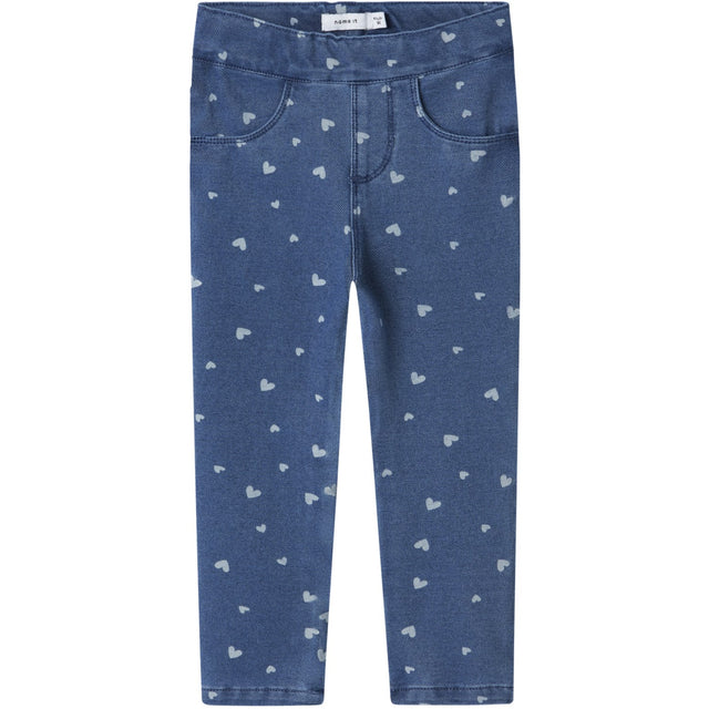 Name It Medium Blue Denim Heart Nmfsalli Slim Dnm Leggings 2352-Vb Noos