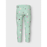 Name It Gossamer Green Flowers Nmfvivian Aop Leggings