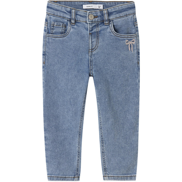 Name It Medium Blue Denim Bow Embroidery Nmfbella Mom Emb Jeans 1224-Sm Noos