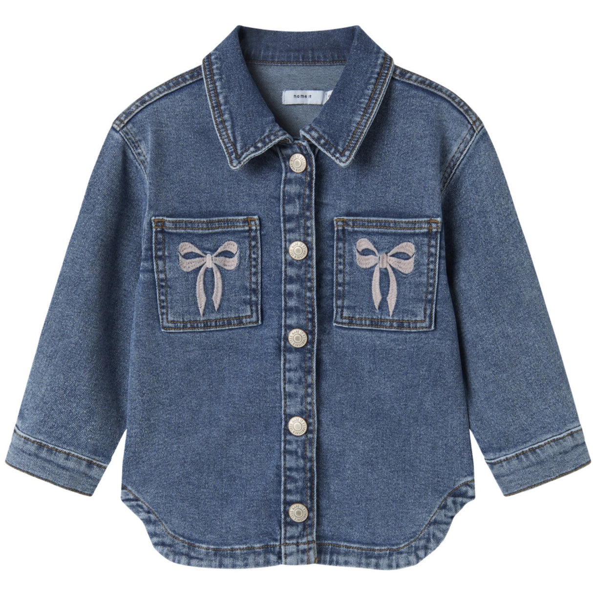 Name It Medium Blue Denim Bow Embroidery Nmfdevi Dnm Emb Jakke 1224-Sm K