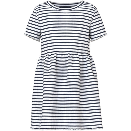 Name It Bright White Blue Nmfvemma Ss Kjole