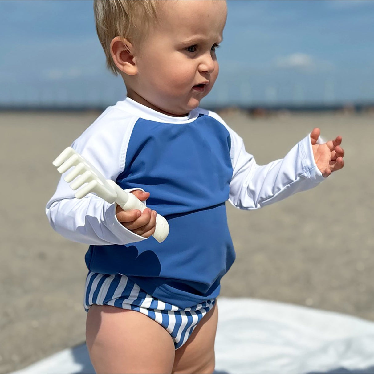 Petit Crabe Sapphire/White Raglan Uv-Bluse L/S