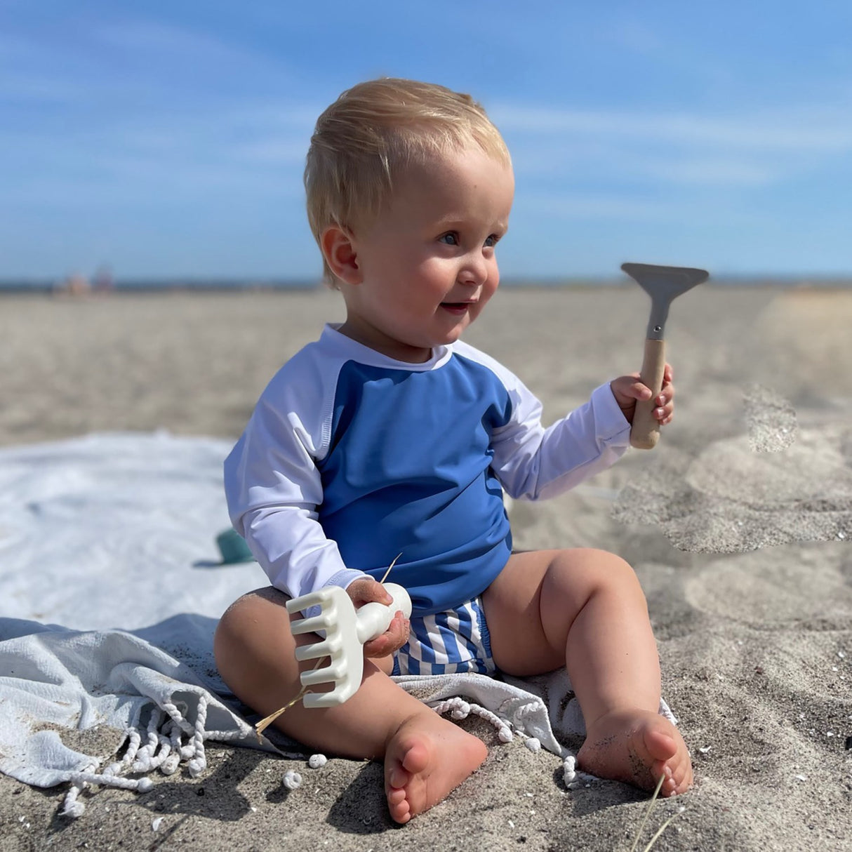 Petit Crabe Sapphire/White Raglan Uv-Bluse L/S