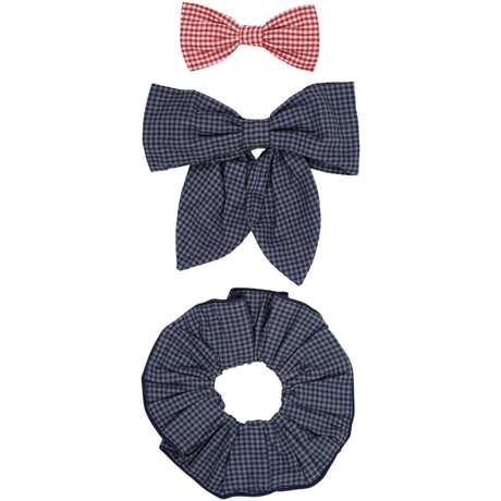 Copenhagen Colors Navy Check Combi Check Hair Accssories 3-Pak