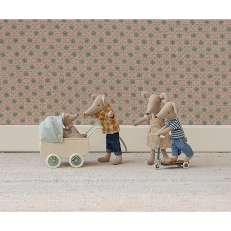 Maileg Barnevogn Med Baby Mus - Mint