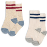 Konges Sløjd Off White/Multi Strip 2 Pack Rib Strømper