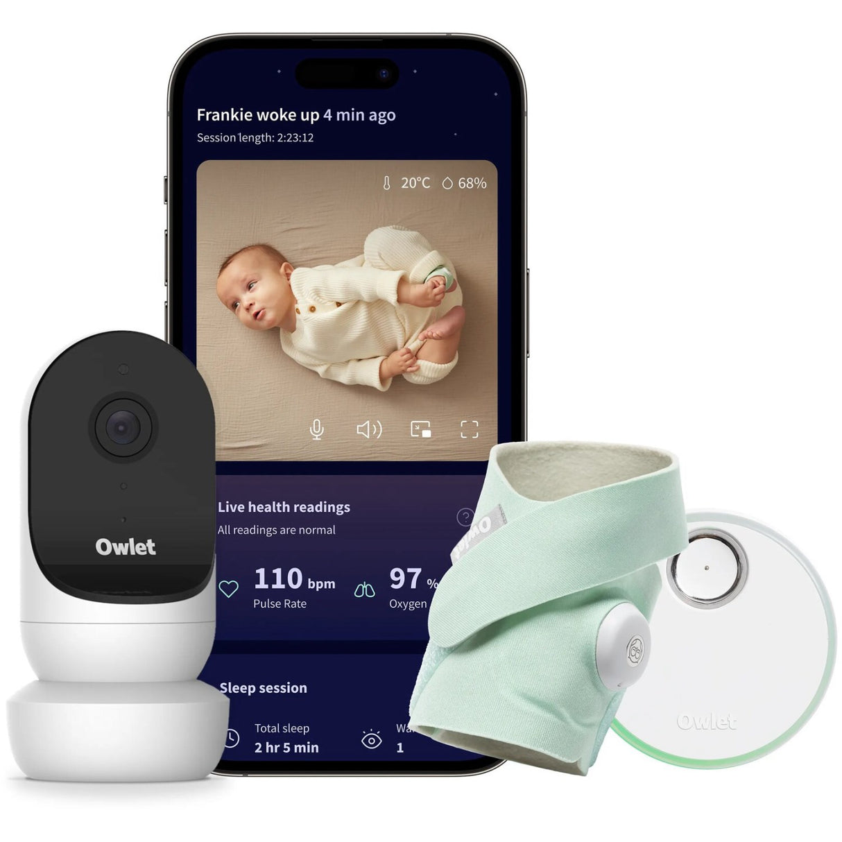 Owlet Babyalarm med Dream Strømpe og CAM2 i Mint Dream