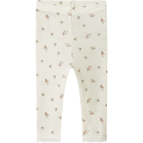 Name It Snow White Small Flowers Nbfwang Uld Needle Leggings Noos