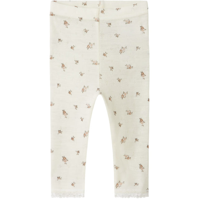 Name It Snow White Small Flowers Nbfwang Uld Needle Leggings Noos