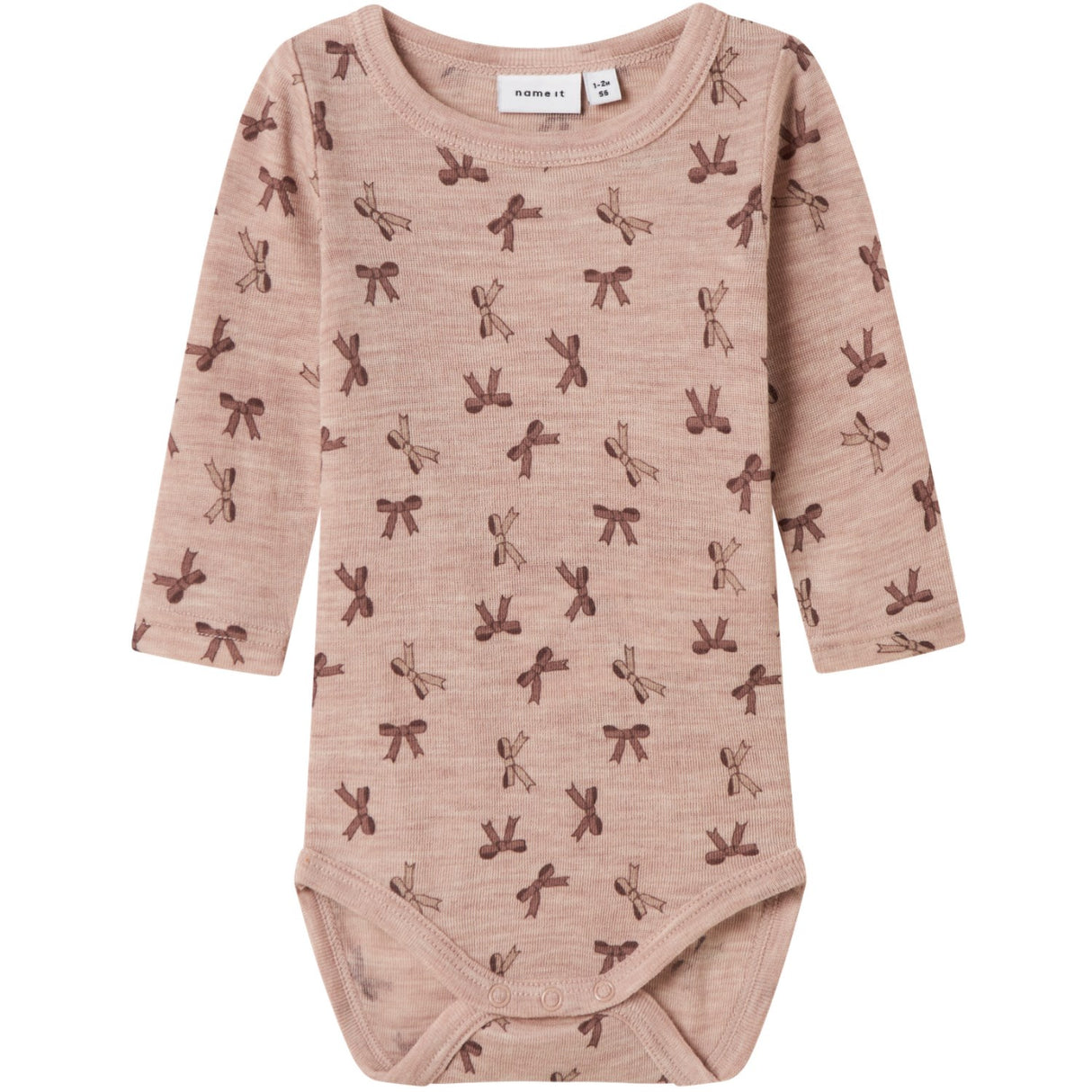 Name It Shadow Gray Bows Nbfwang Uld Rib Ls Body Aop